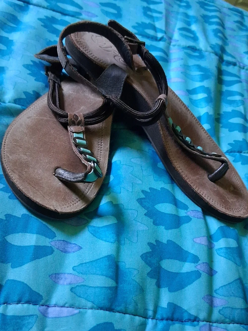 Reef Brown Sandal with Turquoise Accents